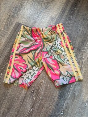 3/$10💕 adidas Girls Floral Print Athletic Shorts in Pink, Green and Yellow